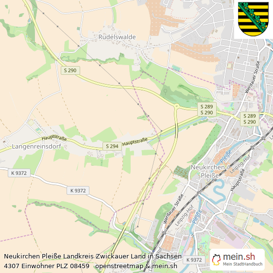 Neukirchen Pleiße Landkreis Zwickauer Land Lageplan © Openstreetmap Contributors Neukirchen Pleiße Landstadt Lageplan